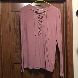 •Express, one-eleven long sleeve, dusty purple tee• Small🤍